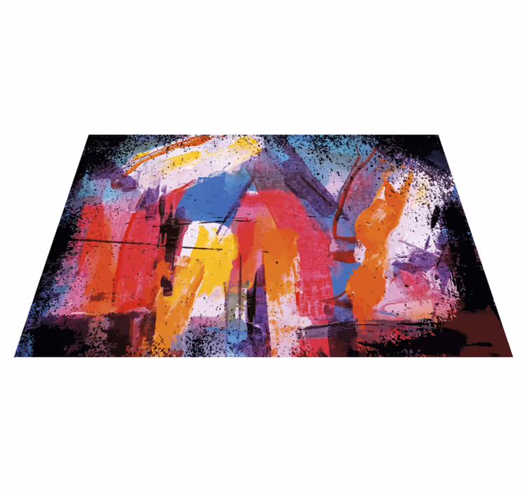 Alfombras vinílicas modernas salpicadura abstracta vibrante - TenVinilo