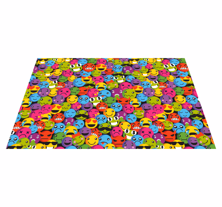Alfombras vinílicas juvenils expresiones emoji coloridas - TenVinilo