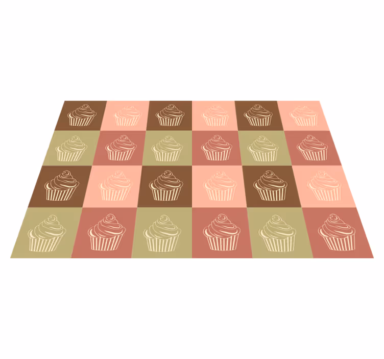 Alfombra vinílica infantil juego de patrones de cupcakes - TenVinilo
