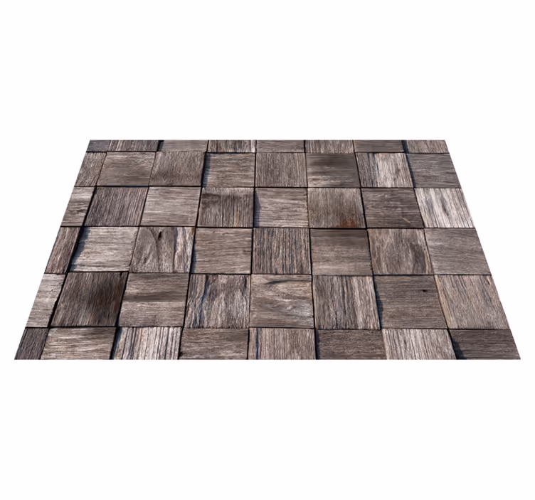 Alfombra vinílica textura madera Bloques de madera textura efecto - TenVinilo