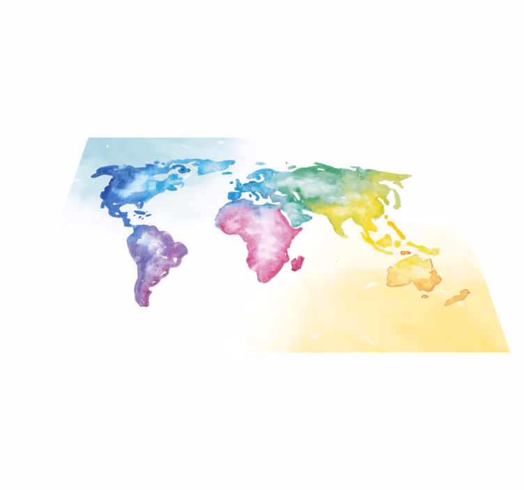 Alfombra de vinilo mapamundi mapa global vibrante - TenVinilo