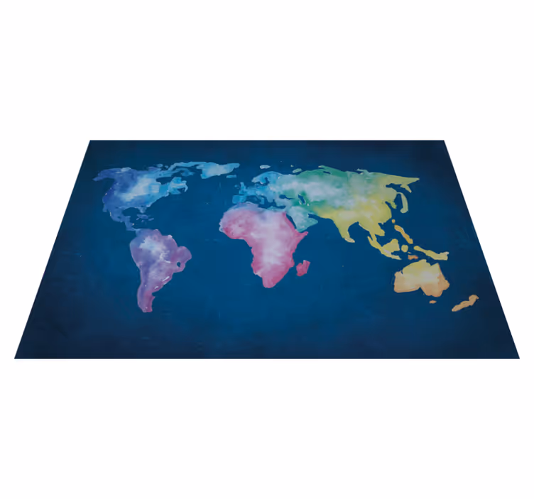 Alfombra de vinilo mapamundi mapa del mundo en acuarela - TenVinilo