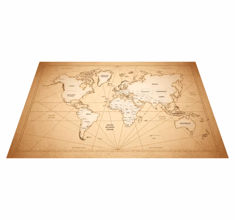 Alfombra vinílica dormitorio arte del mapa del mundo - TenVinilo