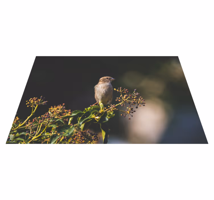 Alfombra vinílica naturaleza pájaro encantador posado - TenVinilo