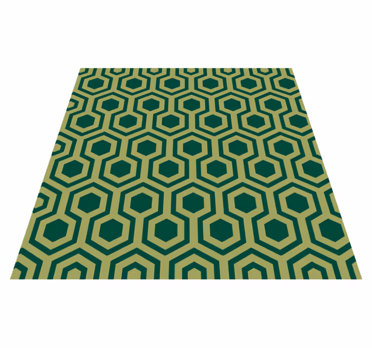 Alfombra de vinilo geométrica elementos verdes hexagonales - TenVinilo
