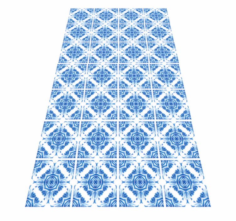 Alfombra vinílica textura piedra patrón azul clásico - TenVinilo
