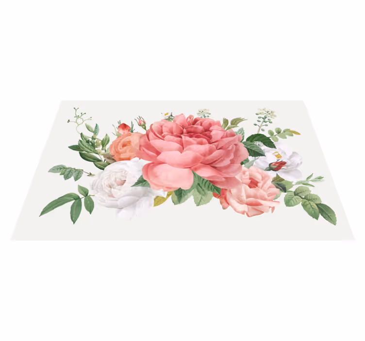 Alfombra vinílica flores arreglo floral vibrante - TenVinilo