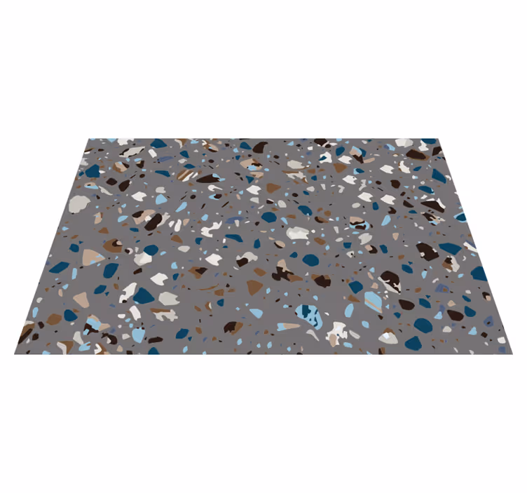 Alfombra vinílica efecto mármol terrazzo canto de río - TenVinilo