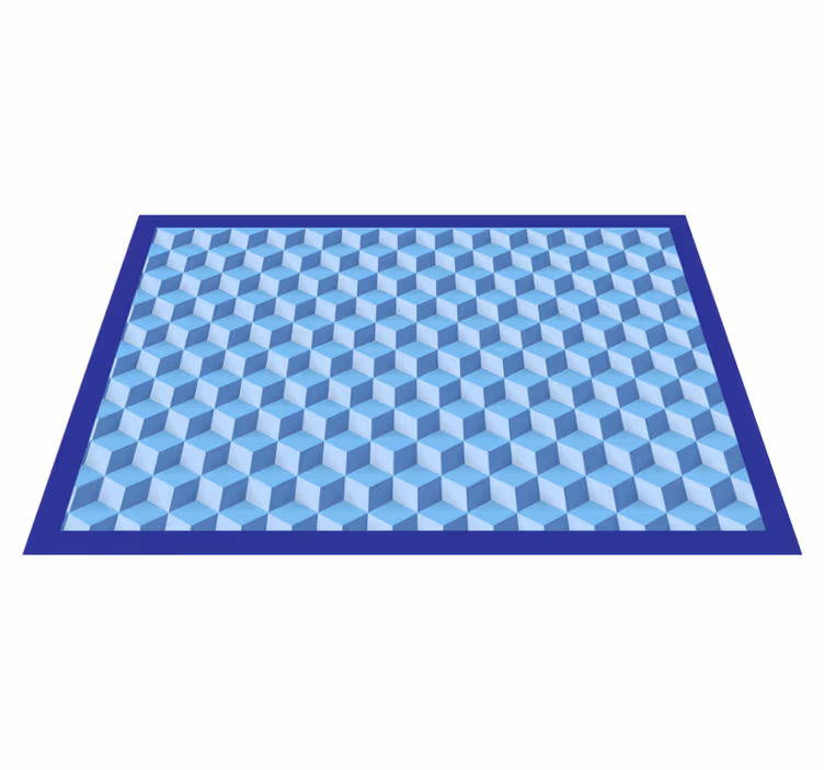 Alfombra de vinilo geométrica azul cúbico 3d - TenVinilo