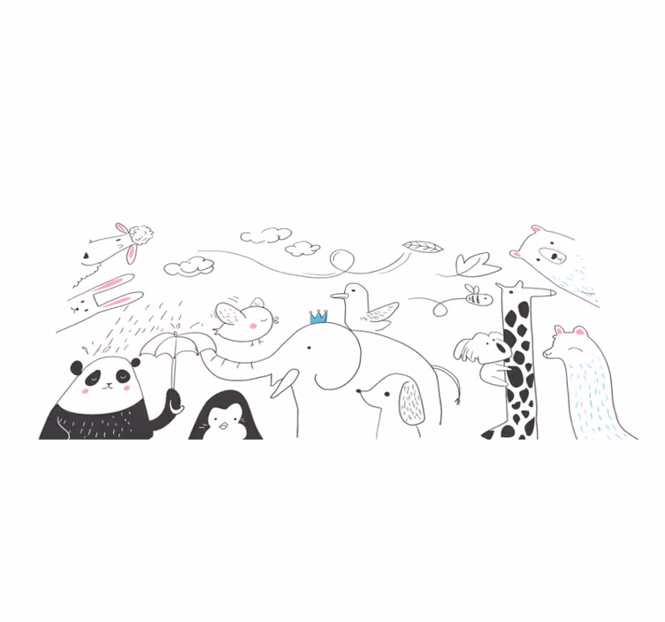 Alfombra vinílica bebé amigos animales minimalistas - TenVinilo