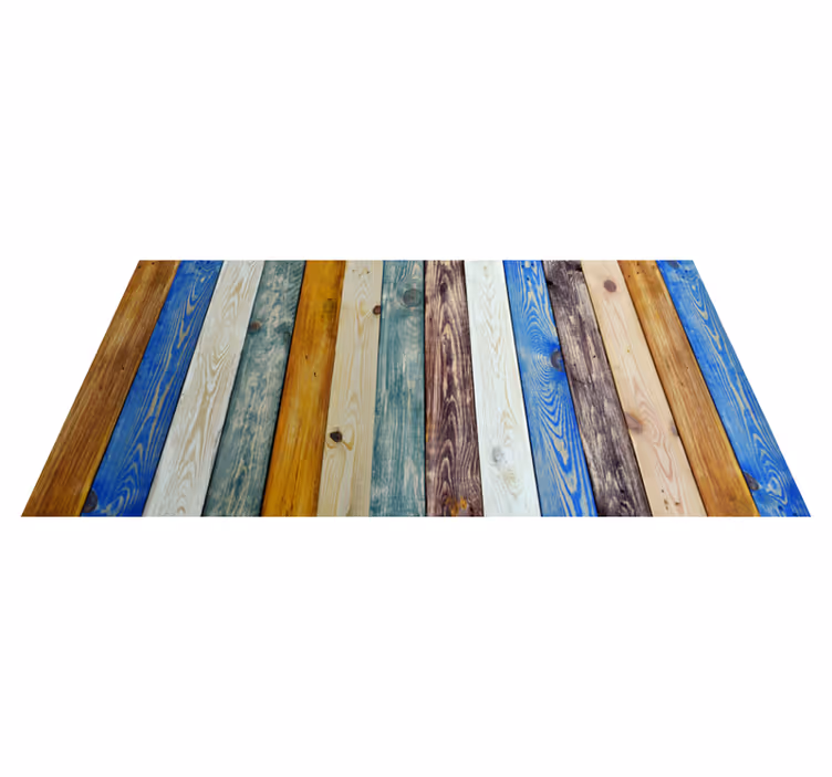 Alfombra vinílica tablones de madera de colores - TenVinilo