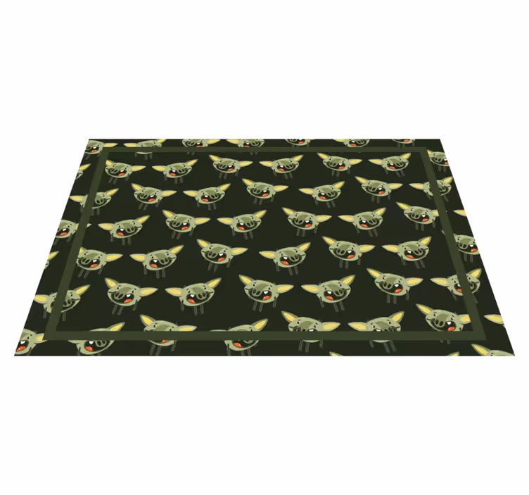Alfombra de vinilo infantil caras de monstruos verdes - TenVinilo