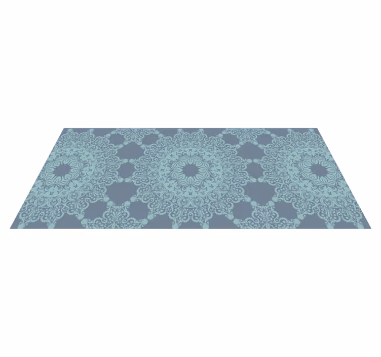 Alfombra vinílica mandala elegante patrón azul - TenVinilo
