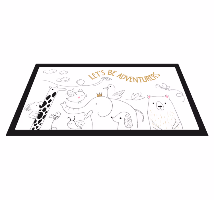 Alfombra vinílica bebé escena de aventura animal - TenVinilo