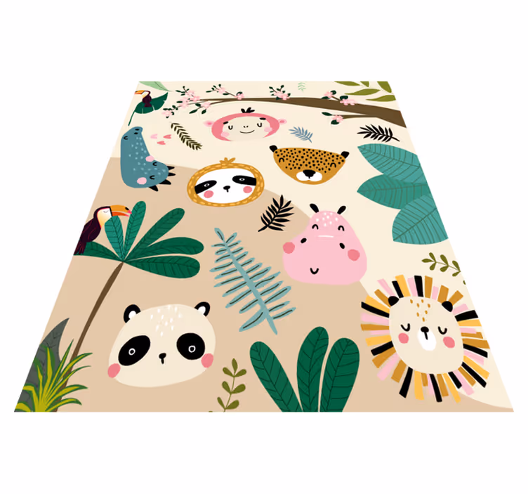 Alfombra vinílica bebé patrón de amigos animales - TenVinilo