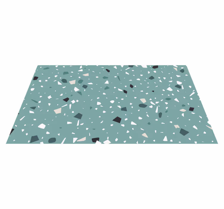 Alfombra vinílica textura piedra estilo terrazo verde - TenVinilo
