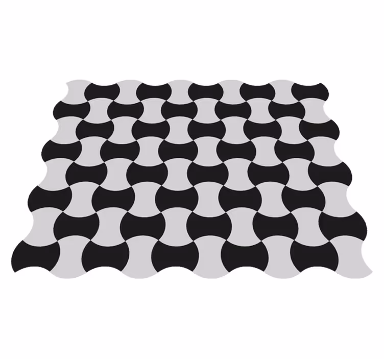 Alfombra de vinilo geométrica curvas en blanco y negro - TenVinilo