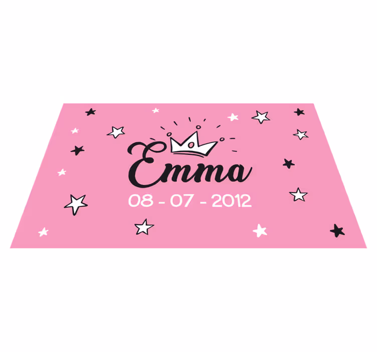 Alfombra vinílica infantil diseño rosa con nombre - TenVinilo
