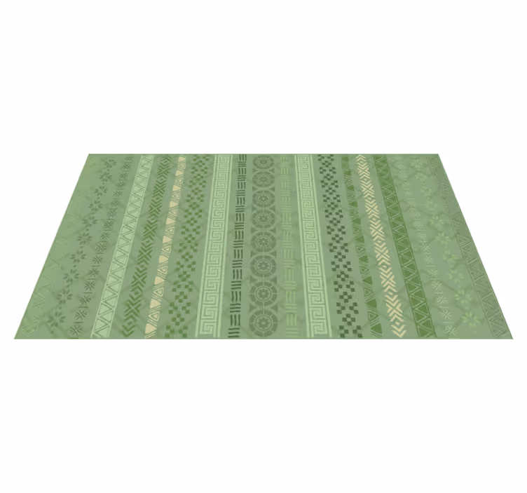 Alfombra vinílica étnica motivo de hojas verdes - TenVinilo