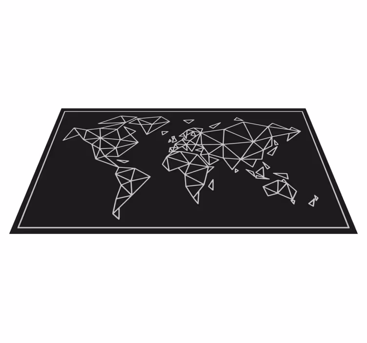 Alfombra de vinilo mapamundi Origami blanco y negro - TenVinilo