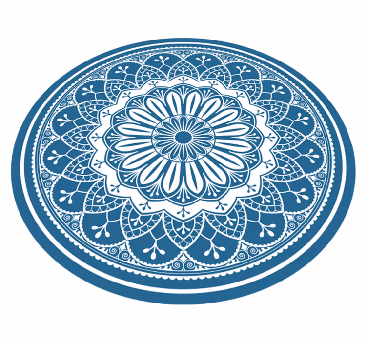 Alfombra vinílica mandala Gran mandala en azul - TenVinilo