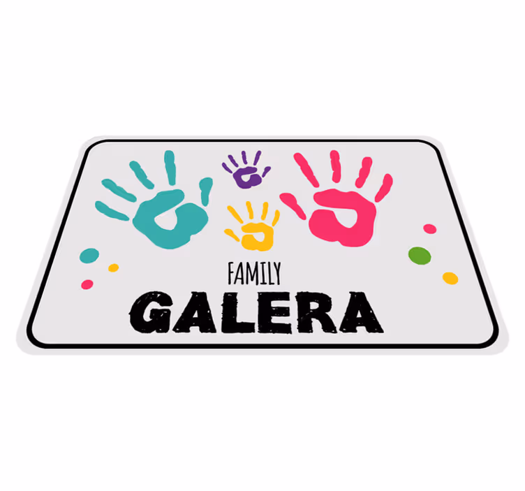 Alfombra vinílica con nombre Impresión de la pata de la familia - TenVinilo