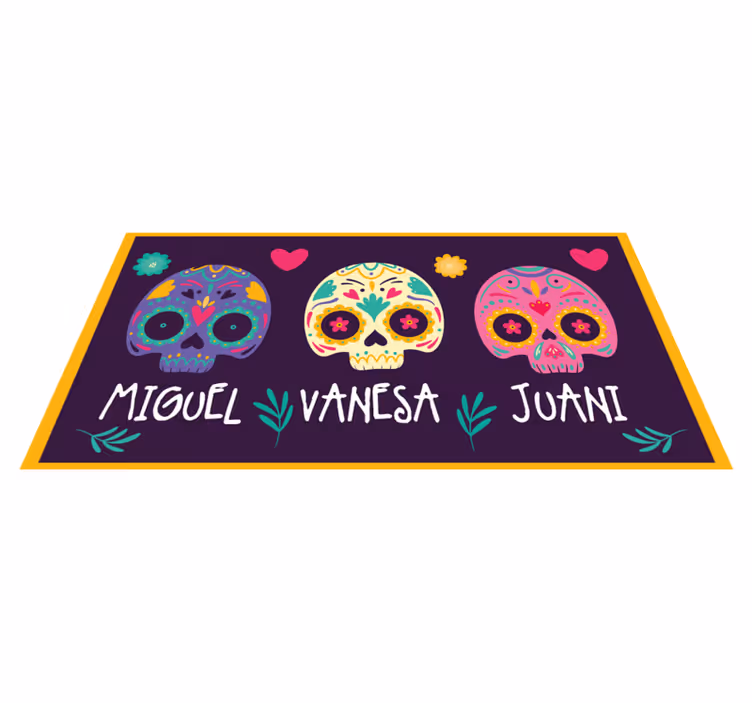Alfombra vinílica recibidor calaveras coloridas - TenVinilo