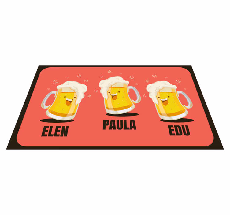 Alfombra vinílica recibidor jarras de cerveza personalizadas - TenVinilo