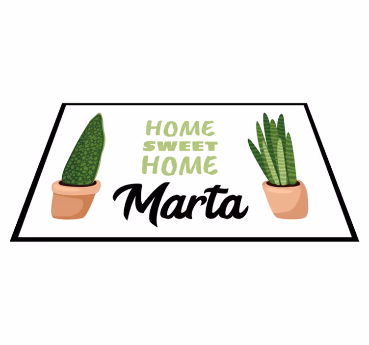 Alfombra vinílica personalizable dulce hogar con plantas - TenVinilo
