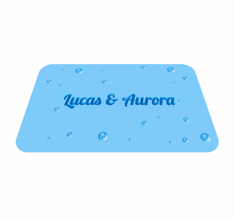 Alfombra vinílica personalizable nombres de pareja alegres - TenVinilo