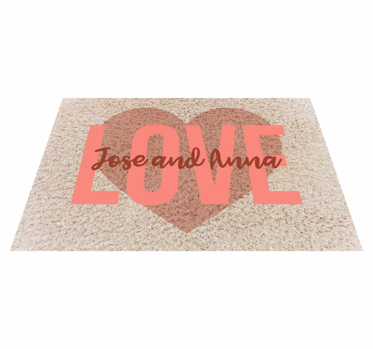 Alfombra vinílica dormitorio corazón de amor con nombres - TenVinilo