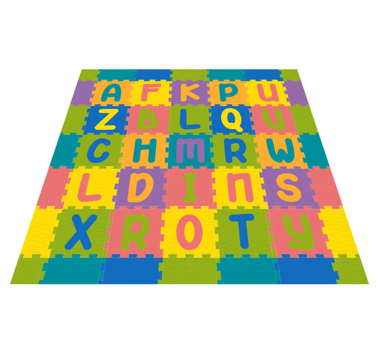 Alfombra vinílica abecedario diseño de juego colorido - TenVinilo