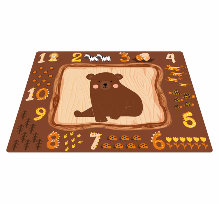 Alfombra de vinilo infantil diseño educativo del oso - TenVinilo