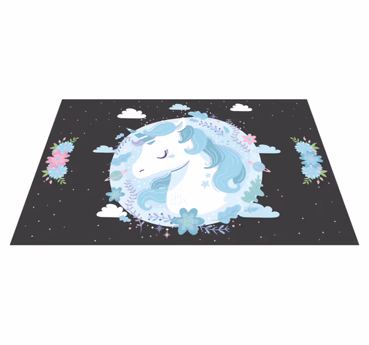 Alfombra de vinilo infantil escena de unicornio de ensueño - TenVinilo