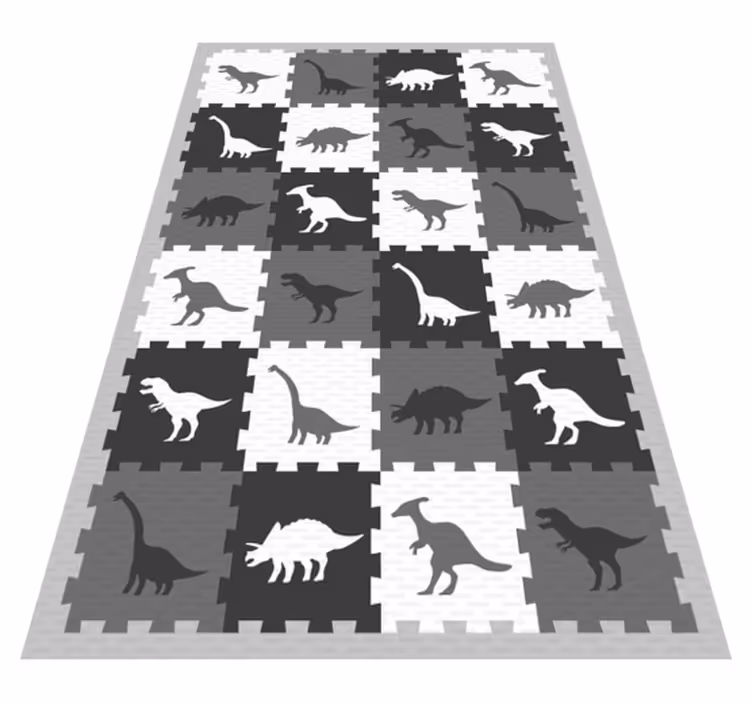 Alfombra de vinilo infantil motivo de dinosaurio gris - TenVinilo