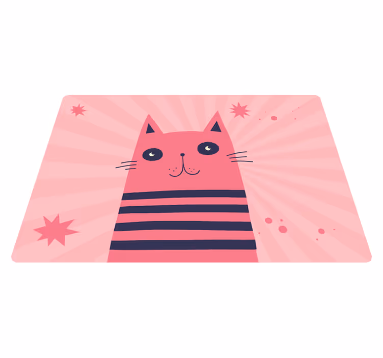 Alfombra de vinilo infantil ilustración de gato rosa - TenVinilo