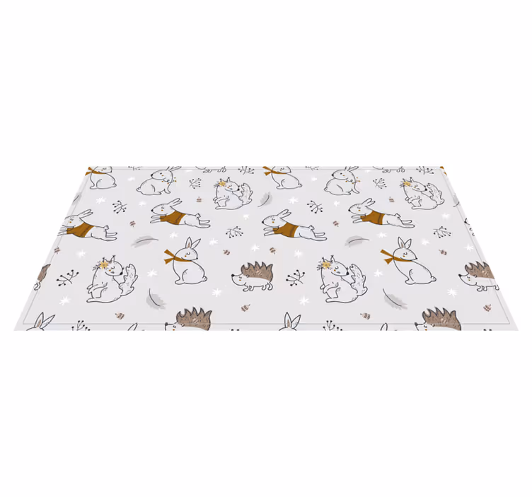 Alfombra de vinilo infantil amigos del bosque nórdico - TenVinilo
