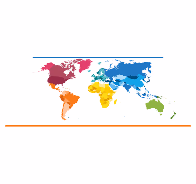 Alfombra de vinilo mapamundi Mapa del mundo gráfico colorido - TenVinilo