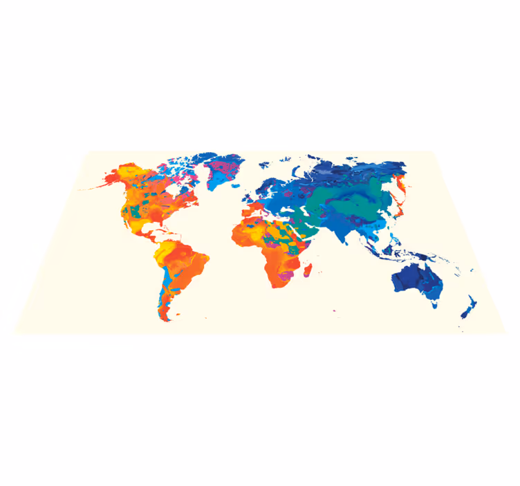 Alfombra de vinilo mapamundi atlas global vivo - TenVinilo