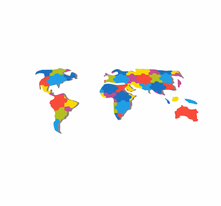 Alfombra de vinilo mapamundi diseño colorido mundial - TenVinilo