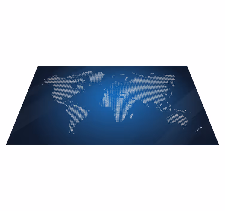 Alfombra de vinilo mapamundi diseño gráfico azul - TenVinilo
