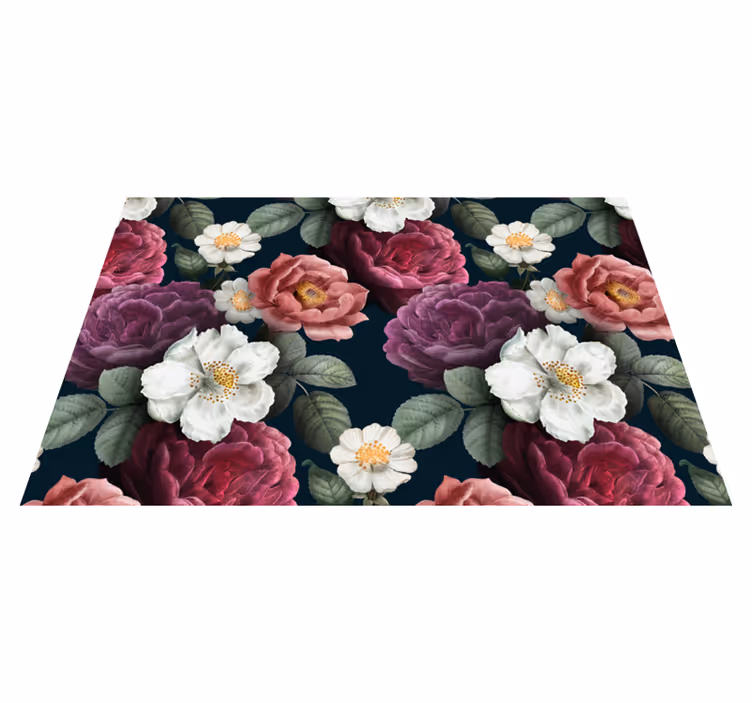 Alfombra vinílica flores sofisticación botánica chic - TenVinilo