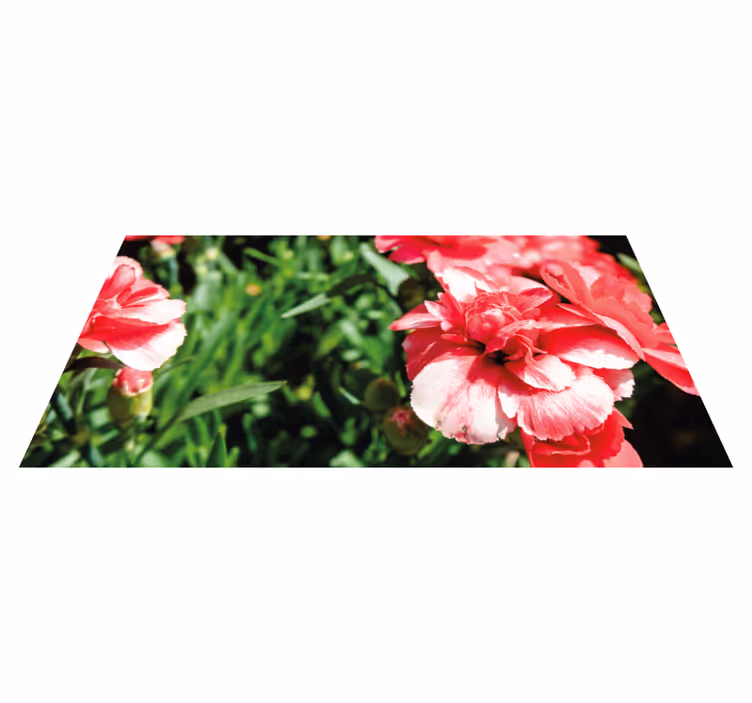 Alfombra vinílica flores rosas y hierba - TenVinilo