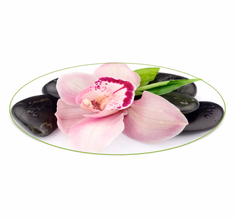 Alfombra vinílica flores elegante arreglo de orquídeas - TenVinilo