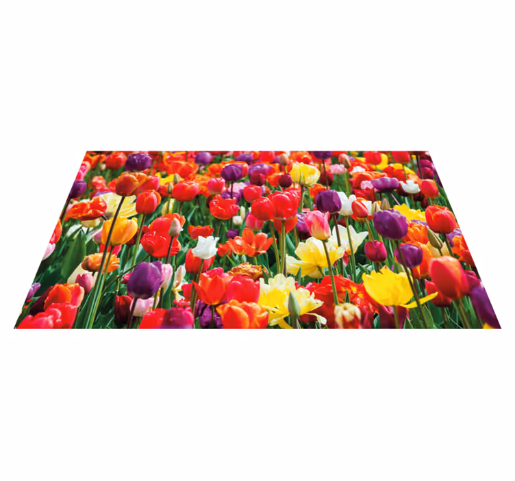 Alfombra vinílica flores arreglo de tulipanes vibrantes - TenVinilo