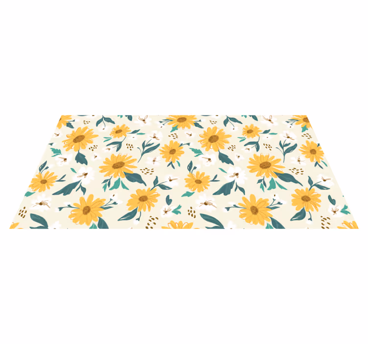 Alfombra vinílica flores patrón floral alegre - TenVinilo