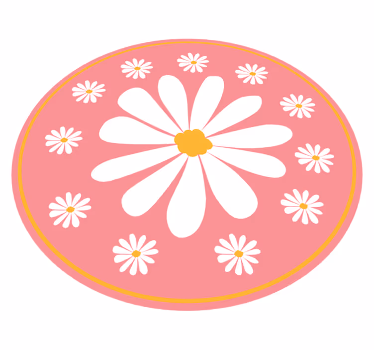Alfombra vinílica dormitorio Margarita flor rosa antecedentes - TenVinilo