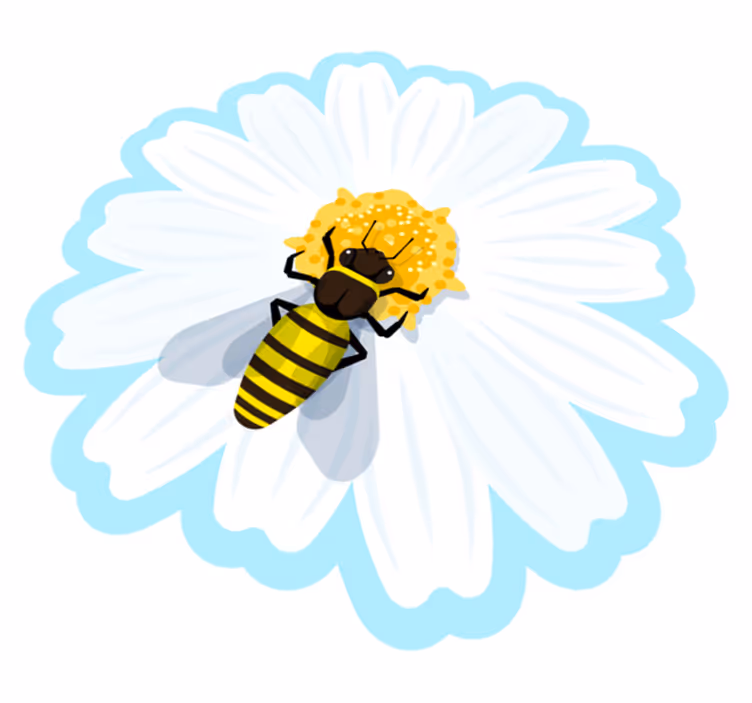 Alfombra vinílica flores abeja en margarita - TenVinilo