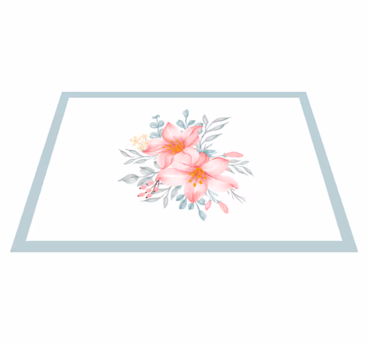Alfombra vinílica flores elegancia floral rosa - TenVinilo