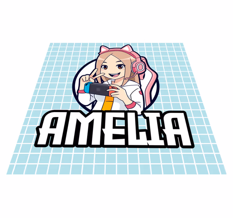 Alfombras vinílicas juvenils chica gamer con nombre - TenVinilo
